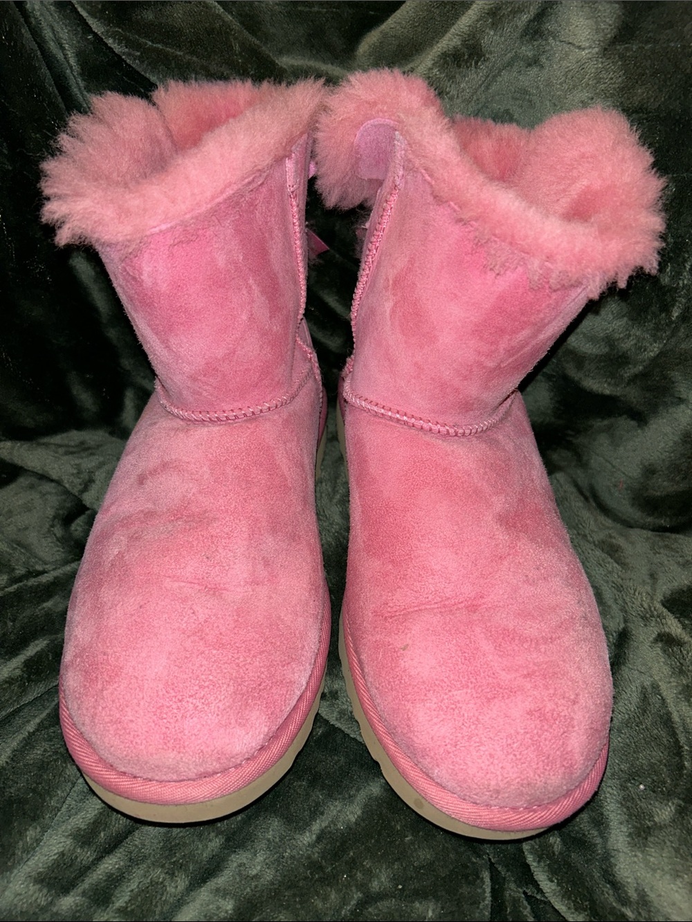 UGG Pink Suede Shearling Short Boots